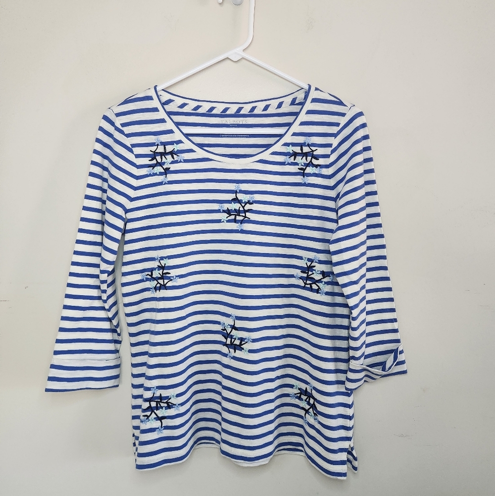 Women's Talbots Petite Striped Top Sz Small